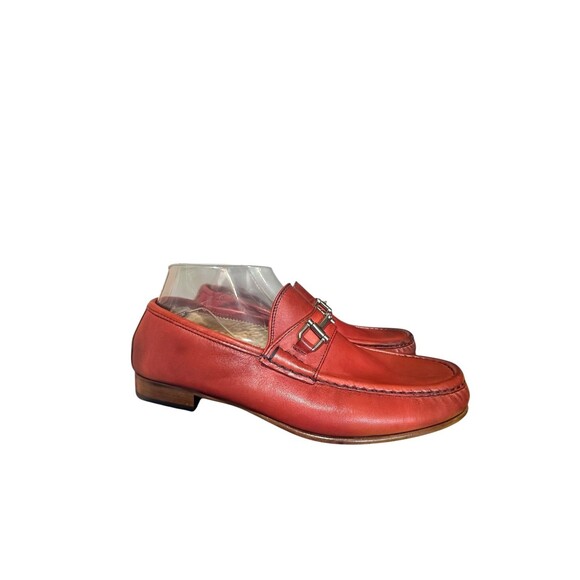 Mercanti Fiorentini Red Leather Men Size 11 M Horsebit Loafers Shoes Made Italy main image 5